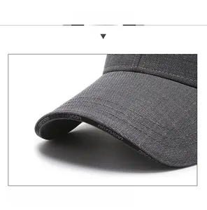 Detail of dark grey baseball cap brim with narason lettering and reinforced stitching