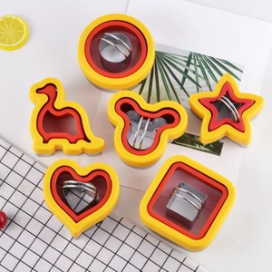 Set di 6 formine in acciaio inox per sandwich e biscotti con varie forme per spuntini
