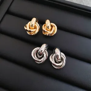 Ohrstecker Gewundenes Knotendesign Mit 925er Sterlingsilber Ohrstecker Legierung Multi Ring High End Modeschmuck Damen