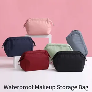 Waterproof Toiletry Bag Nylon Portable Multi Functional Travel Makeup Storage Pouch Solid Color Cosmetic Organizer