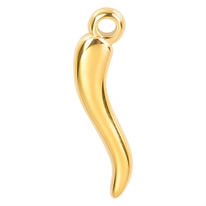 Polished 18k gold plated stainless steel chili horn pendant for jewelry DIY necklaces