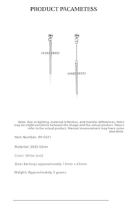 Macro detail of S925 silver cross earrings with white zircons and polished finish