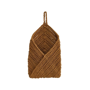 Panier à fruits mural en crochet marron fait main pour le rangement de la cuisine