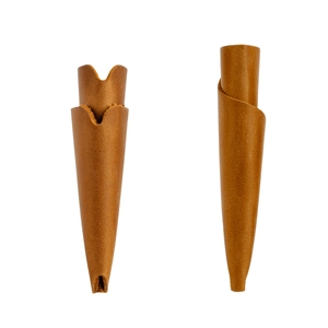 Handmade brown crazy horse leather protective sleeves for pens or tools in a minimalist style