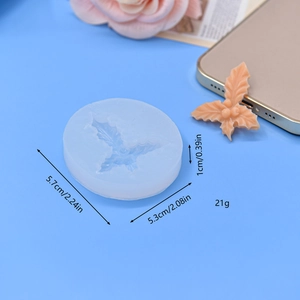 Silicone holly leaf and berry mold for DIY baking and crafts with size measurements