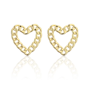 Orecchini a perno a cuore cavo placcati in oro 18 carati con ago in argento S925