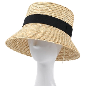 French Retro Straw Bucket Hat For Women Wide Brim Sun Protection Breathable Beach Vacation Woven Sun Hat