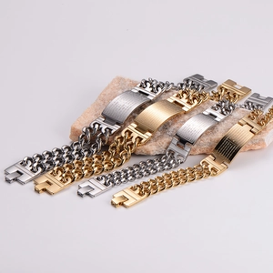 Men's double row Cuban link bracelets with Lord's Prayer engraving in gold and silver finish