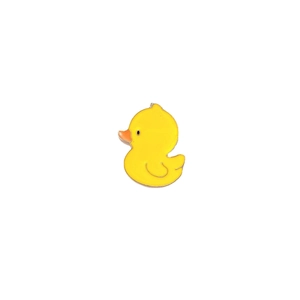 Cute yellow enamel duck pin with gold metal edging for bags and student pencil cases