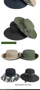 Détails de chapeaux de pêche camouflage avec cordon réglable et bord de chapeau piqué
