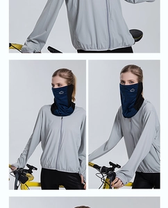 Detail of grey ice silk cooling sun protection mask and neck gaiter for outdoor cycling