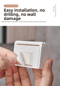 Adhesive wall-mount razor holder showing easy peel-and-stick installation process