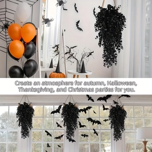 Black Halloween hanging vine garland for front door decor and spooky festive atmosphere