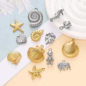 Stainless Steel Charms Gold Silver Color Ocean Series Seashell Starfish Animal DIY Jewelry Making Pendants Accessories