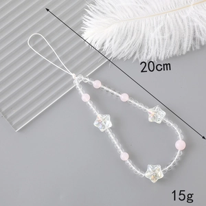 Crystal butterfly and star beaded phone strap with iridescent beads and 20cm length
