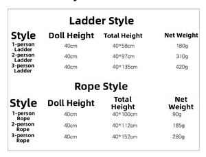 Size chart for 40cm Santa Claus figurines showing ladder and rope climbing dimensions