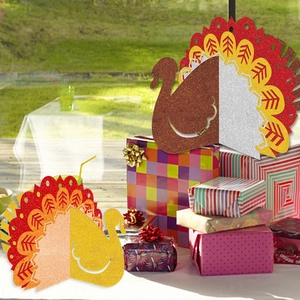 Thanksgiving glitter turkey centerpieces for autumn harvest party tabletop decoration