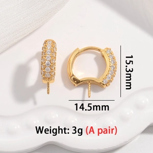 Gold S925 sterling silver U-shaped hoop earrings with micro-set cubic zirconia stones