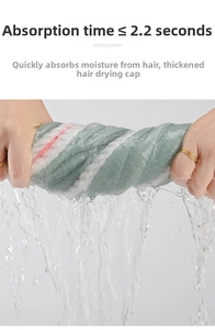Detail showing high water absorption under 2.2 seconds for striped microfiber hair towel