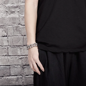 Bracelet chaîne de vélo en acier inoxydable argenté pour homme style punk hip-hop