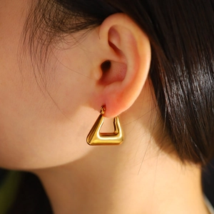 Minimalist Stainless Steel Triangle Stud Earrings Gold Silver Plated Geometric Trapezoid Earrings For Women Fashion Jewelry