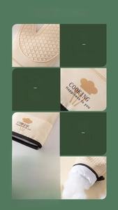 Detail view of thickened silicone heat-resistant oven mitt with non-slip texture and cotton lining