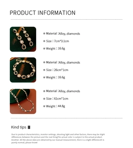 Spécifications détaillées de taille et de poids pour l'ensemble bijoux et boucles vintage
