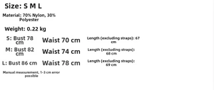 Size chart showing S, M, L measurements for the jacquard slim-fit mini camisole dress