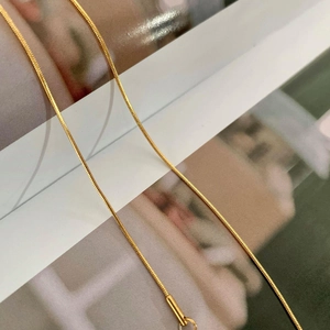 Minimalist 1mm gold stainless steel snake bone chain necklace for women fashion