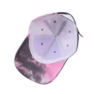 Pink and black tie-dye hip hop baseball cap with adjustable strap and breathable lining