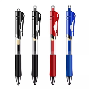 Retractable gel pens set with non-slip grip in black blue and red ink 0.5mm