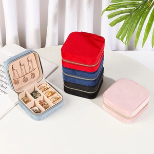 Portable velvet jewelry organizers in multiple colors with multi-functional storage design