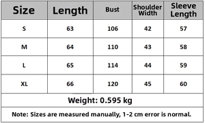 Size chart for leopard print cotton coat showing bust, length, shoulder, and sleeve measurements