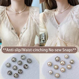 Mini pearl anti-exposure brooches for clothing adjustment shown in a functional 4-grid view
