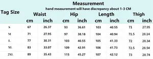 Guide des tailles pour jean stretch ajusté avec mesures de taille hanche et longueur