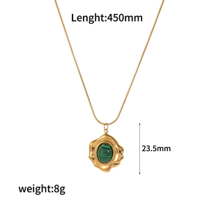 Vintage gold tiger eye and green turquoise necklace with 450mm chain dimensions