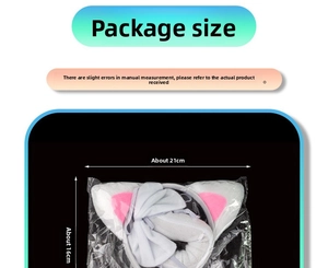 Packaging dimensions of cat ear headband set measuring approximately 21cm by 16cm in size