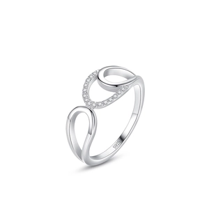 Anello minimalista in argento sterling 925 con accenti di zirconi bianchi scintillanti