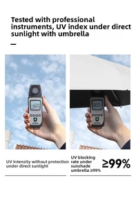 UV protection test showing 99% blockage on portable mini capsule umbrella fabric