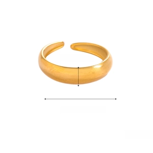 Detail view of 18K gold plated stainless steel ring with 2cm diameter and weight specs