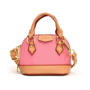 Sac bandoulière rose en forme de coquillage avec bordures en cuir brun pour enfants