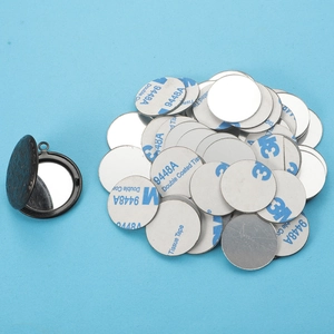Black vintage hollow locket with mirror and 3M adhesive round replacement mirrors