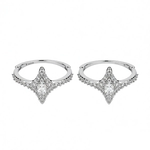 Sparkling starburst hoop earrings with marquise cubic zirconia in S925 sterling silver