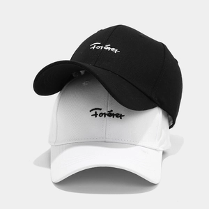Classic black and white baseball caps with Forever letter embroidery and curved brim