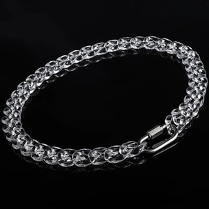 Chunky transparent acrylic Cuban chain necklace with silver metal lobster clasp