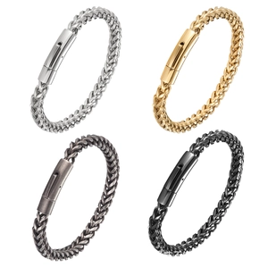 Pulsera De Cadena De Trigo Vintage Para Hombre Titanio Acero Inoxidable Joyería De Eslabones Estilo Hip Hop