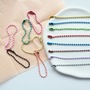 Multi-colored 2.4mm painted metal bead chains for DIY jewelry and keychain making