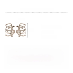 Detail view of multi-layer zircon butterfly ear cuff with size and material specifications