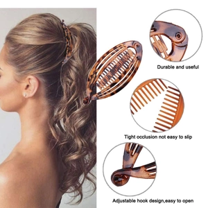 Banana hair clip with leopard print pattern for women, non-slip design for ponytails
