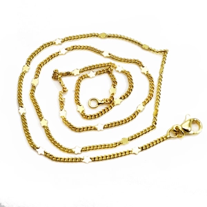Golden twist chain necklace featuring flat star charms and lobster clasp on white background